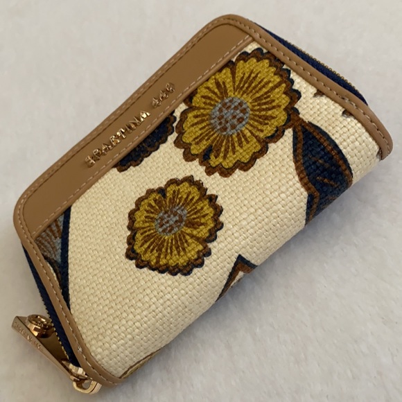 Spartina 449 | Yemaya First Mate Wallet Cream Linen Floral Navy/Gold/Pale Blue - Picture 3 of 16